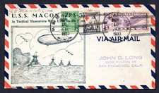 US 1933 ZEPPELIN U.S.S. MACON IN TACTICAL MANEUVERS OF NAVY BATTLE FLEET