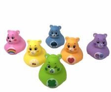 Set Of 6 Care Bears Duck Bath Toy 2-Inch Rubber Figures Without Squeak Sound 