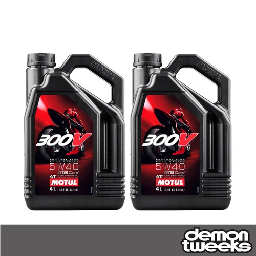 2 x Motul 300V Factory Line Road Racing Synthetic 10W40 Engine Oil - 4 Litre
