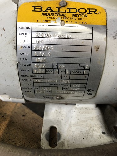 Baldor 34J106-3922G1 Industrial Motor 1/2 HP 3 PH 230/460V 1725 RPM - Picture 2 of 6