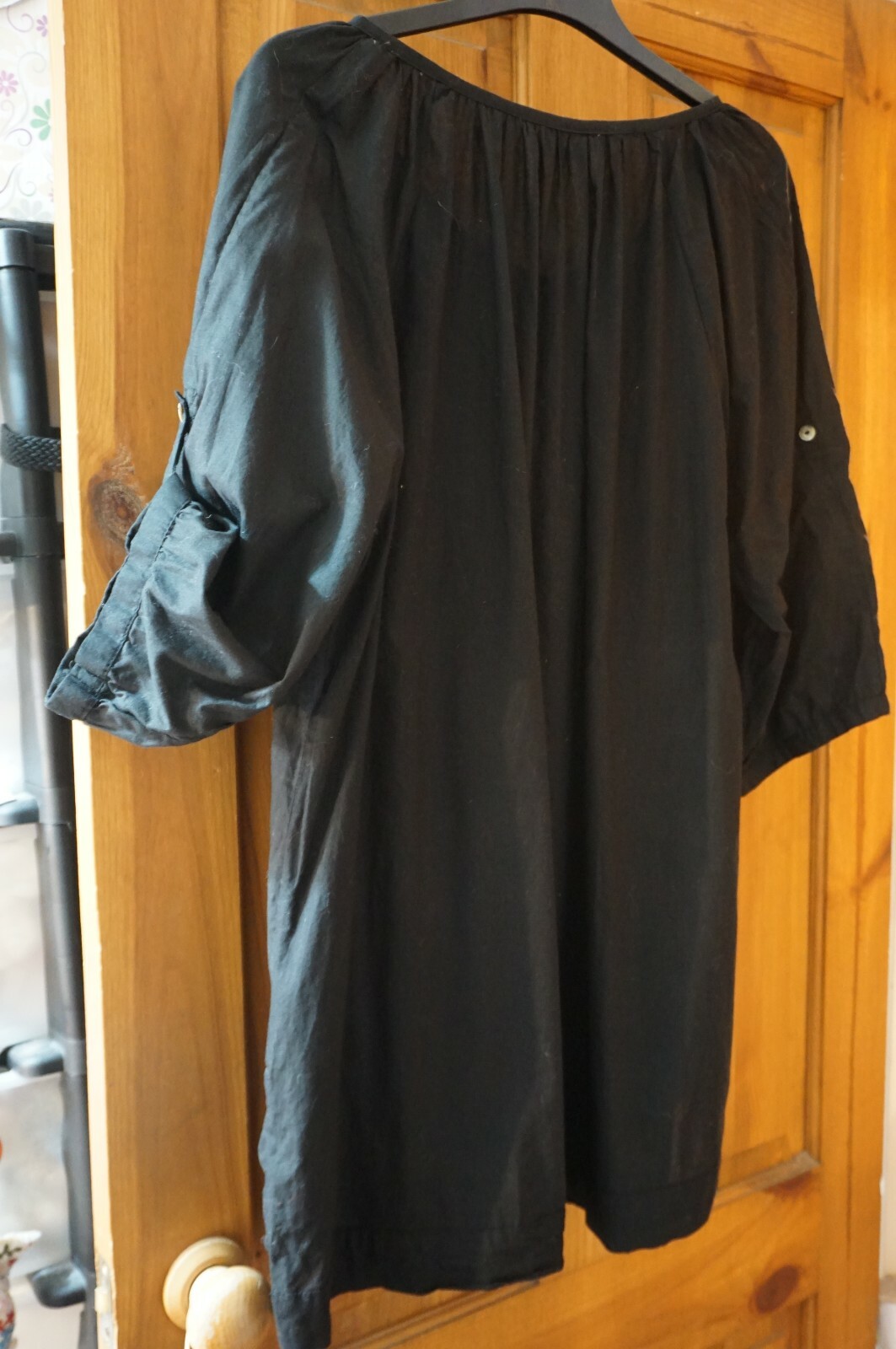 Black smock style kaftan ethnic hippie boho gypsy folk peasant top blouse 18 image 2