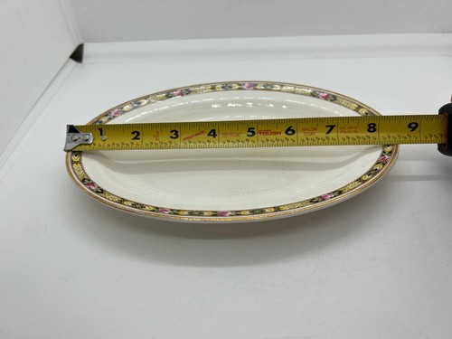 Taylor Smith T.S.T. Iona China Porcelain Oval Plate Dish Floral Pattern Gold 8x5 - Picture 3 of 12