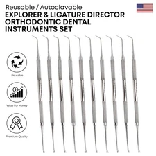 10 Pcs Explorer & Ligature Director Orthodontic Dental Instruments German Steel