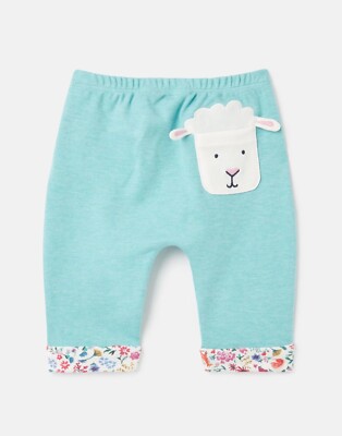 Joules Baby Grove Organic Cotton Stretchy Cuffed Pants Ocean Sheep
