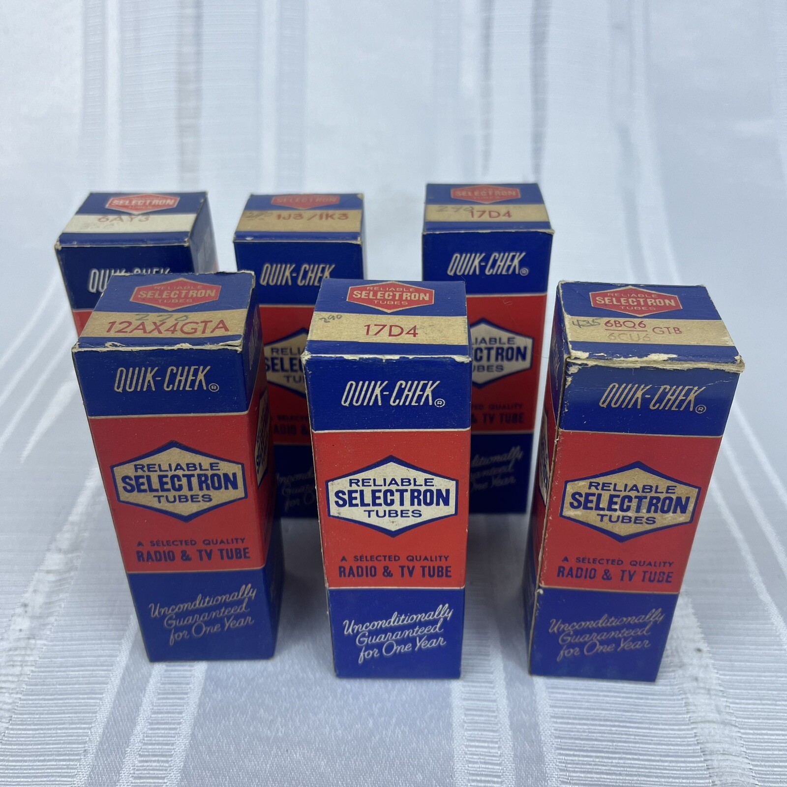 Lot of 6 Reliable Selectron Quik-Chek Electron Vacuum Radio Tubes - Untested