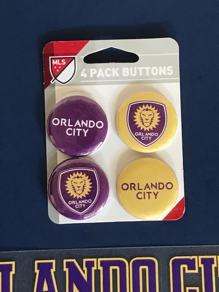 Orlando City SC WinCraft 3" x 10" corte perfecto calcomanía y conjunto de 4 prendedores lote MLS fútbol Foto 2 de 4