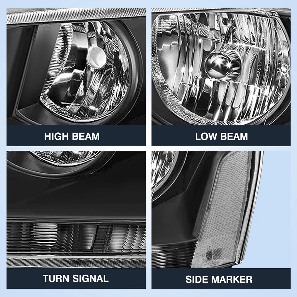 Conjunto de faros delanteros transparentes negros izquierda+derecha para Dodge Avenger 2008-2014 Foto 3 de 4