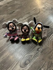 Disney Store Bean Bags Space Suit Mickey, Minnie, Pluto Set Tags Attached