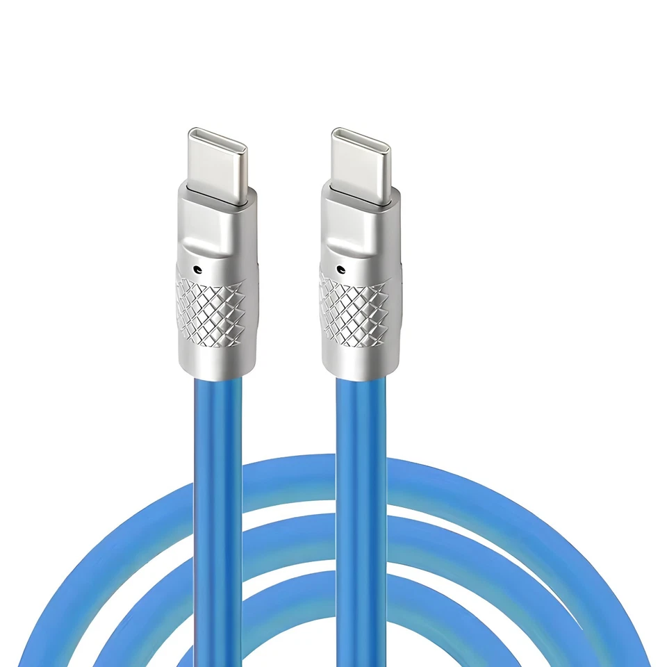 Thick Colorful Silicone Cable  USB-C to USB-C, 1m or 2m, 100W high power cable - Image 3 of 4