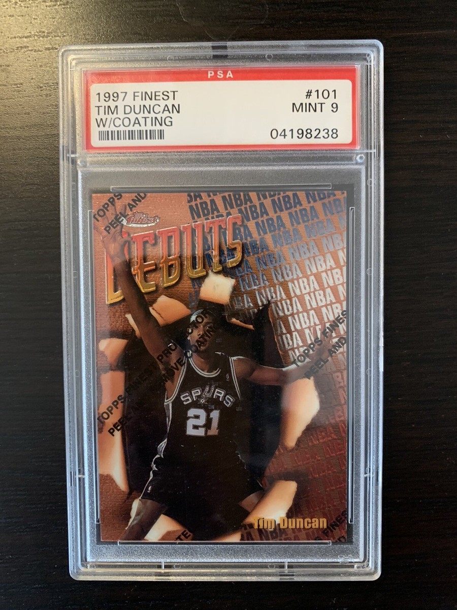 Tim Duncan 1997-98 Topps Finest ROOKIE RC #101 PSA 9 MINT (with