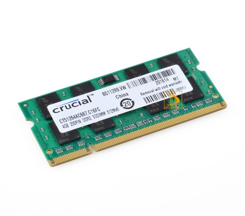 2pcs Crucial 4GB 2Rx8 PC2-5300S DDR2 667Mhz RAM Memory Laptop SO-DIMM 200Pin-CL5 - Picture 6 of 10