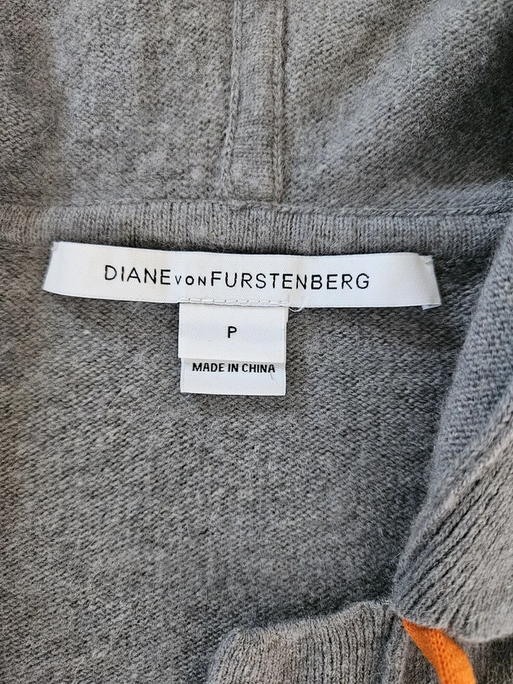 DIANE von FURSTENBERG Wool Cashmere Gray Oversized Hooded Sweater Women's Small - Image 4 of 4