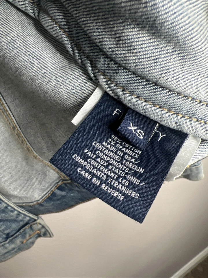 Fidelity Jeans Mujer Azul Denim Jean Chaqueta Bolsillos Talla XS USADO EN EXCELENTE ESTADO ENVÍO GRATUITO Foto 4 de 4