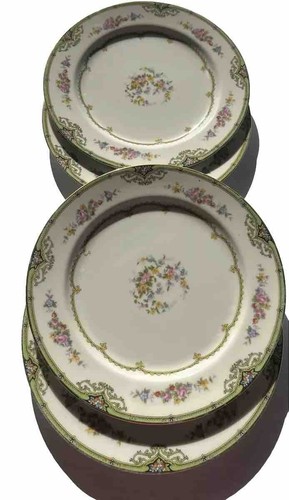 1930's Noritake China Dorian Gold Rim Dinner Plates Set of 4 Vintage