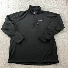 Drake Pullover Men Large Black 1/4 Zip Fleece Hiking Outdoor Pocket Waffle Knit*