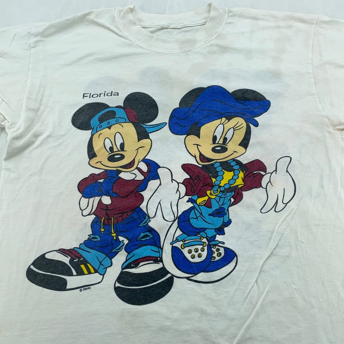 vtg 90s WALT DISNEY MICKEY & MINNIE MOUSE HIP HOP FLORIDA T-Shirt