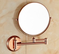 Rose Gold Folding Bathroom Makeup Mirror Wall Mount Vanity Mirror 3x Magnifying