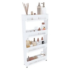 Carrello con ripiani salvaspazio scaffale portaoggetti cucina soggiorno bianco