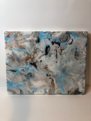 Original Abstract Acrylic Pour Painting on a 8x10 Canvas, Resin Coating Finish