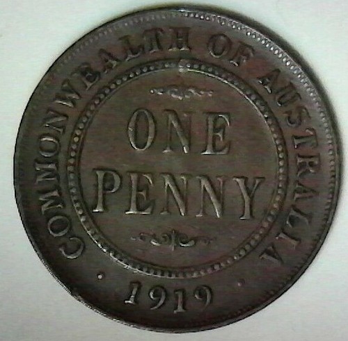 1919 Australia 1P. Dot Below Very nice looking coin Includes free shipping US. - 第 2/3 張圖片