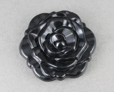 Black rose flower shape plastic compact double purse travel mirror 2.25" wide
