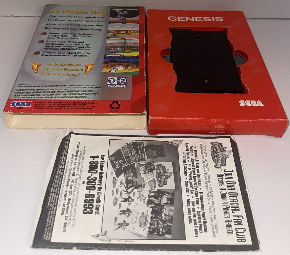Mighty Morphin Power Rangers Sega Genesis Complete Authentic Tested