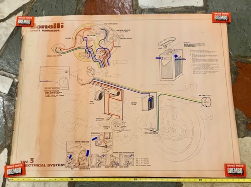 Benelli Sprite 125 & 200 Barracuda 250 LARGE 44" x 33" Diagram *Hand Colored* - Imagen 1 de 6