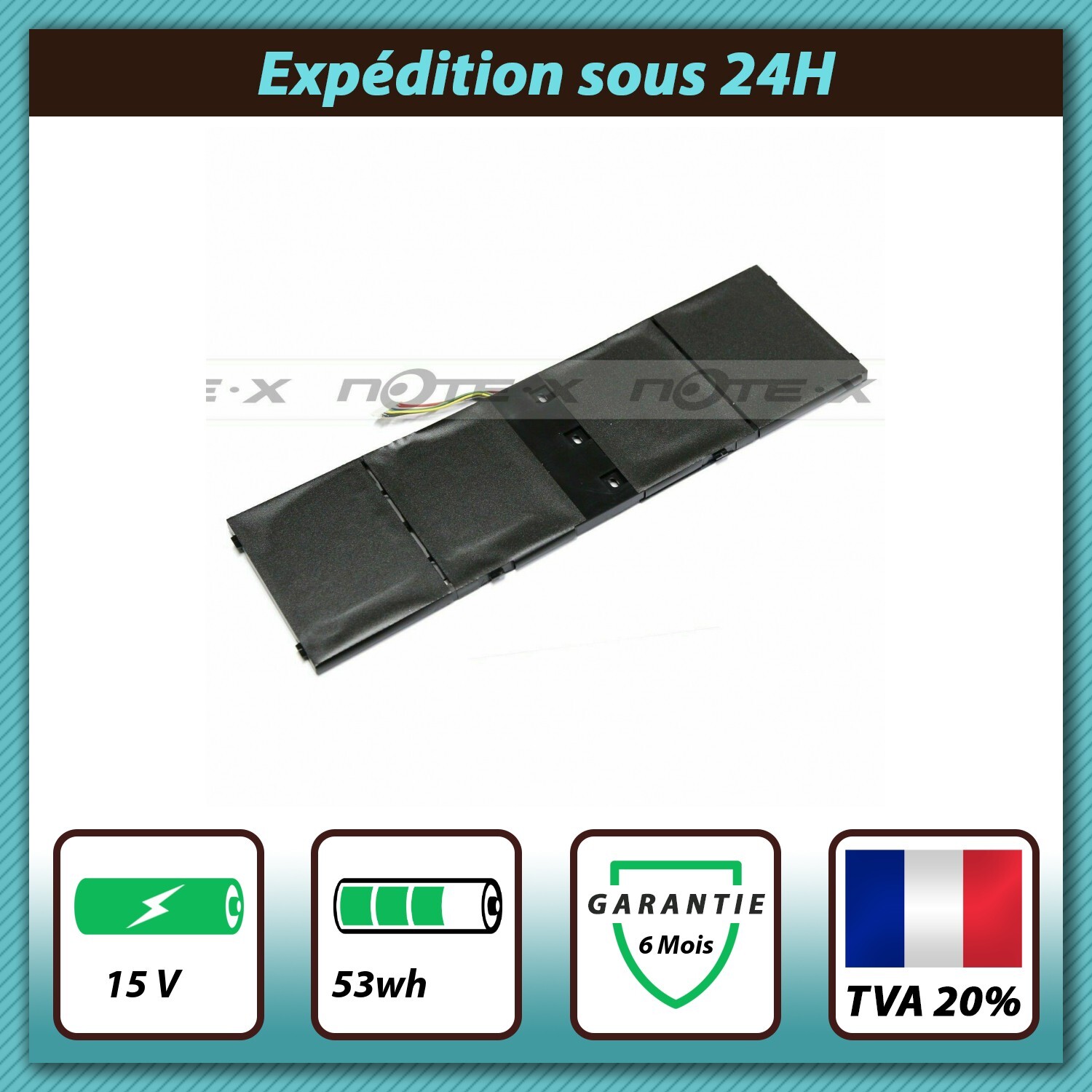 Batterie Aspire V7-582P de remplacement pour ordinateur Acer 15V 53Wh