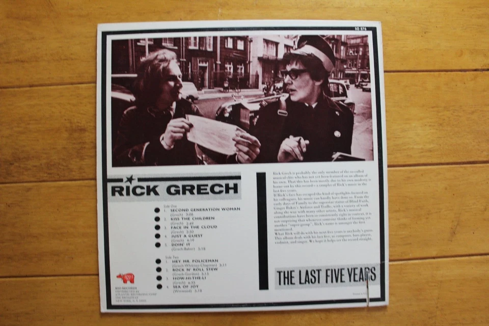 RICK GRECH "THE LAST FIVE YEARS" LP 12" RECORD RSO [44] Foto 2 de 4