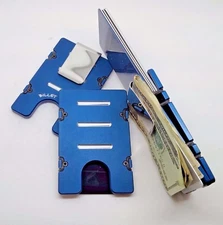 Mens Billet Aluminum Wallet, RFID protection, Standard, Blue anodized