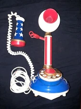 Vintage Candlestick Telephone Patriotic Red White Blue 1973 USA Phone American