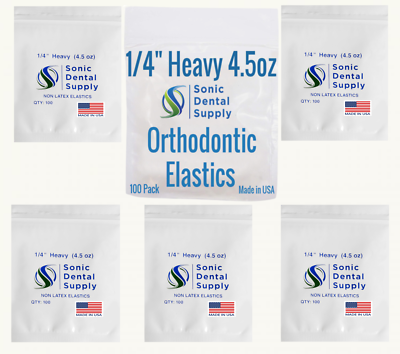 100-Pack Dental Orthodontic Rubber Bands – Neon Colors, Light/Medium/Heavy Force