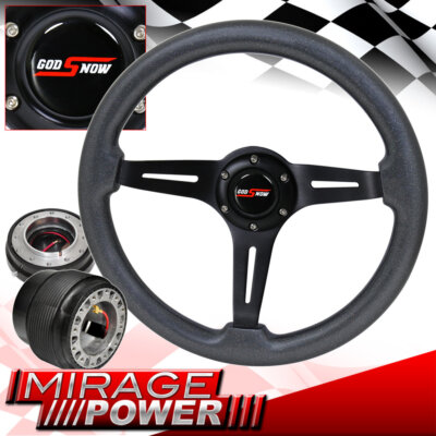 For 89-05 Eclipse Slim Quick Release + Gunmetal Wood Deep Dish Steering Wheel