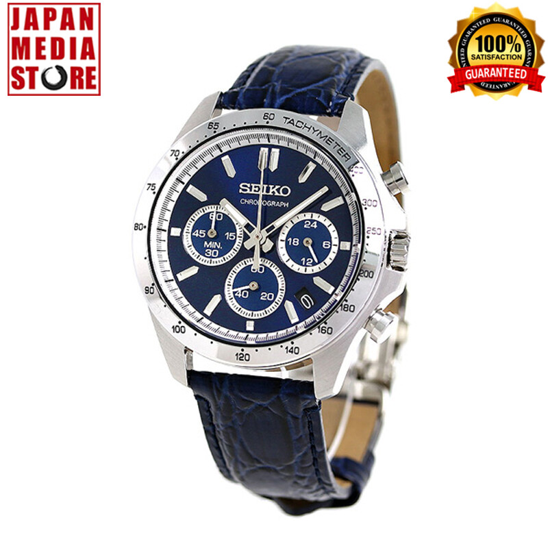 Seiko Spirit SBTR019 Blue Dial Chronograph Quartz Leather Band Men