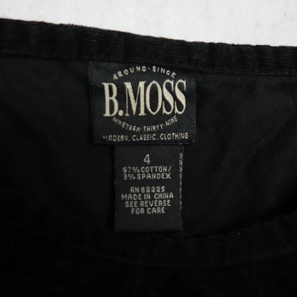 Falda B. Moss línea A para mujer talla 4 negra cremallera lateral algodón elástico frente plano Foto 4 de 4