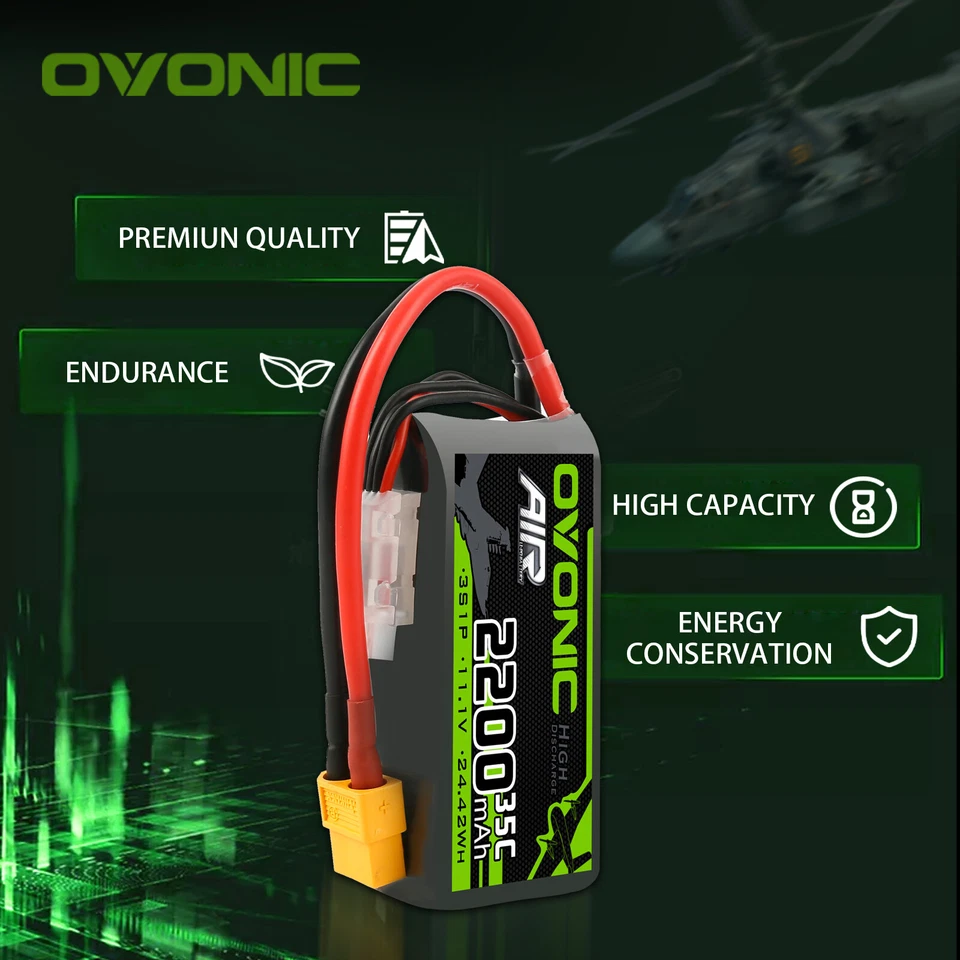 2X OVONIC 3S 35C 11.1V 2200mAh Kurz LiPo AKKU Für RC Flugzeug Heli Jet Crawler - Bild 4 von 4