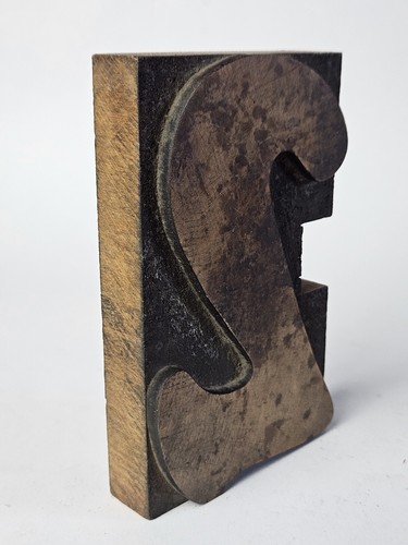 LARGE NUMBER "2" ANTIQUE LETTERPRESS VINTAGE WOODEN PRINT BLOCK STAMP 5" - Picture 2 of 6