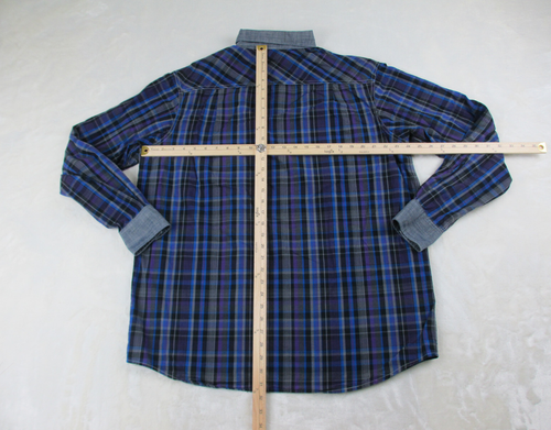 Sean John Shirt Mens Extra Large Purple Button Up Plaid Original Fit Long Sleeve - Picture 5 of 9