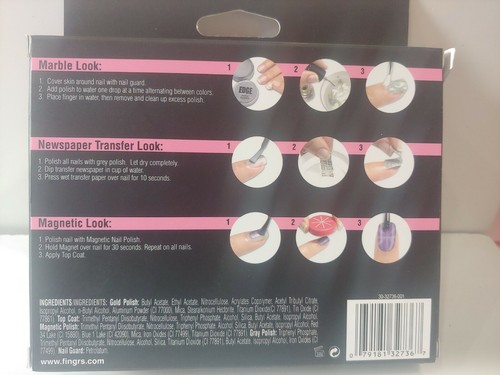 Fing'rs Edge Triple Threat Nail Kit Marbling Newspaper Transfer Magnetic 32736 - Picture 3 of 3