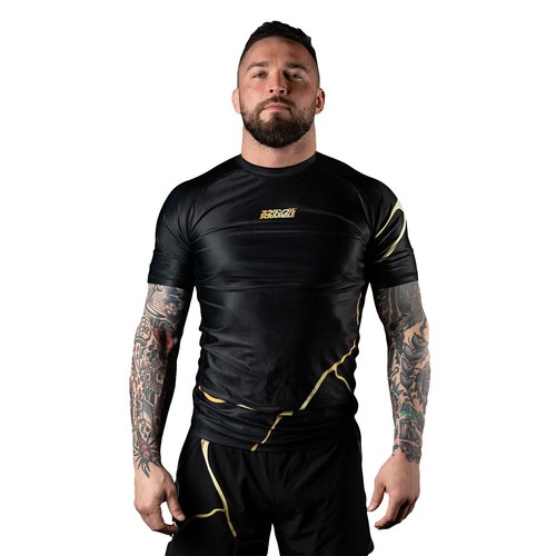 Scramble Kintsugi Short Sleeve Rash Guard Black Compression BJJ Jiu Jitsu No Gi