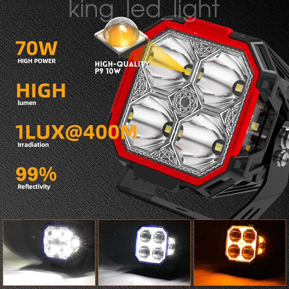 2X 3" 200W Cube Pods LED Fog Light Work Side Shooter For 17-Up Ford F-150 Raptor - Image 2 of 4