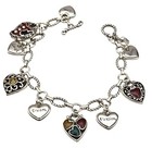Laugh Dream Passion 7 3/4" Leng Vtg Brighton Enamel Hearts Charm Bracelet Spirit