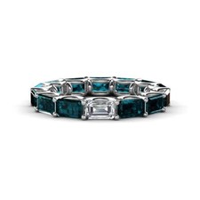 Emerald Cut Moissanite  London Blue Topaz 5ctw Eternity Band 14K Gold JP:315912