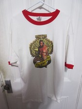 Vintage Big John Studd In Loving Memory Ringer T Shirt Red Cuffs 1948-1995 White