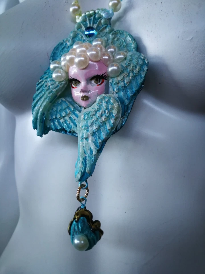 Collar Colgante Talismán Serafines Ángel Alado Guardián Querubines Joyería Foto 4 de 4