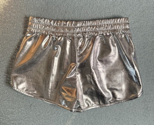 Pumpkino Silver Tight Metallic Shorts Shiny Hot Pants Elastic Size Large - Picture 2 of 11