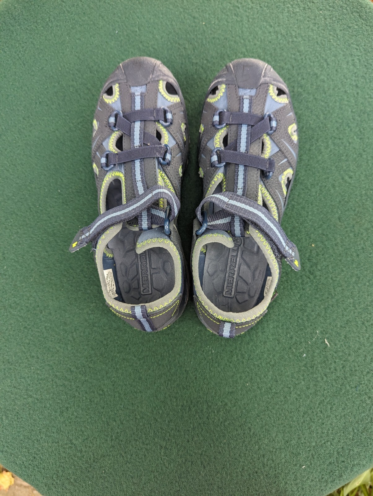 Sandali impermeabili Merrell bambini ragazzi idro escursionisti verde navy pelle tessuto 4M