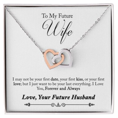 Interlink Herz HALSKETTE Modeschmuck Geschenk für ZUKÜNFTIGE FRAU Anhänger mi...