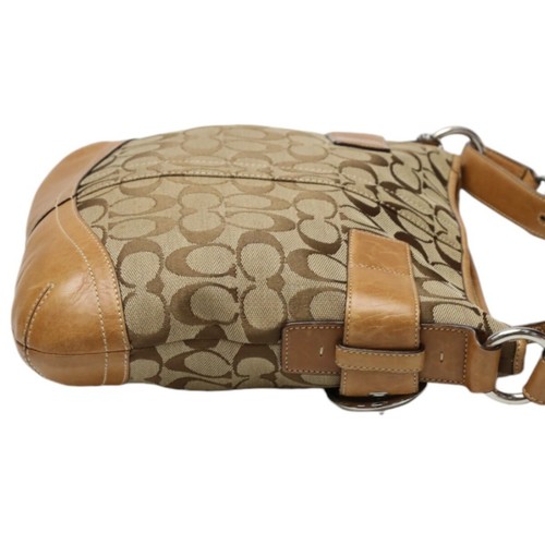 Borsa a tracolla Coach tela x pelle firmata pelle cammello donna 3574 - Foto 4 di 20