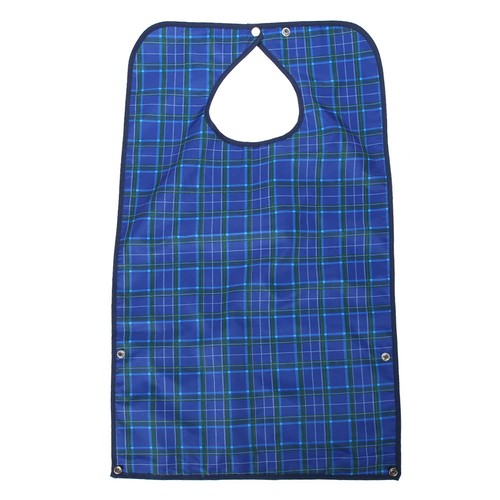 Adult Waterproof Mealtime Bib Double Layer Elder Dinning Clothes Protector Blue - Picture 3 of 24